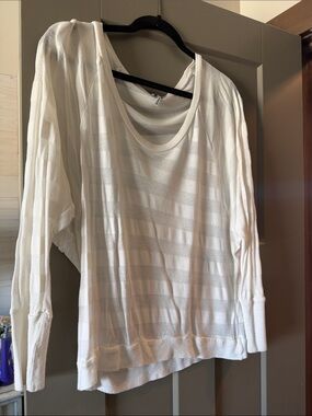Splendid White Scoop Neck Lightweight Stripe Knit Top
